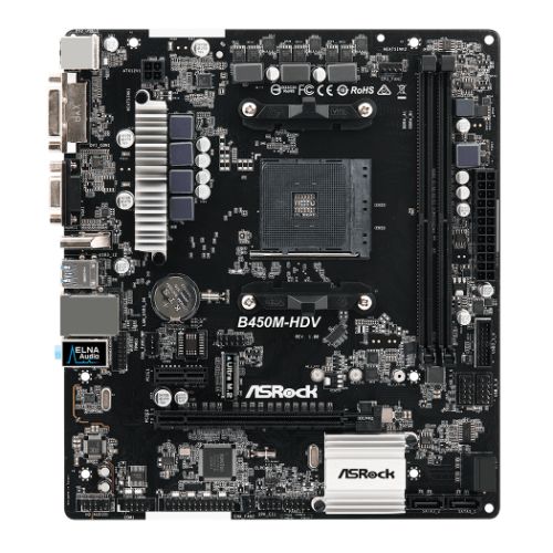 Asrock B450M-HDV R.40, AMD B450, AM4, Micro ATX, 2 DDR4, VGA, DVI, HDMI, M.2 - Baztex Motherboards