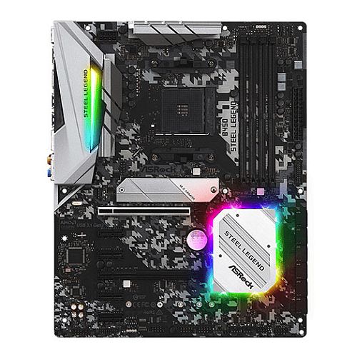 Asrock B450 STEEL LEGEND, AMD B450, AM4, ATX, 4 DDR4, HDMI, DP, XFire, Rock-Solid Durability, RGB Lighting, M.2 - Baztex Motherboards