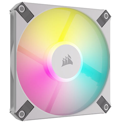 Corsair iCUE AF120 RGB SLIM 12cm PWM Case Fan, 8 ARGB LEDs, FDM Bearing, 600-2000 RPM, White, Single Fan Expansion Pack - Baztex Cooling