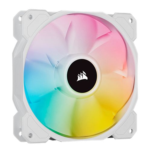 Corsair iCUE SP120 ELITE Performance 12cm PWM RGB Case Fan, 8 ARGB LEDs, Hydraulic Bearing, Single Fan Expansion Pack, White - Baztex Cooling