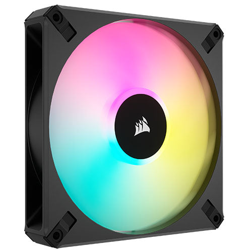 Corsair iCUE AF140 RGB ELITE 14cm PWM Case Fan, 8 ARGB LEDs, FDM Bearing, 500-1700 RPM, Black, Single Fan Expansion Pack - Baztex Cooling