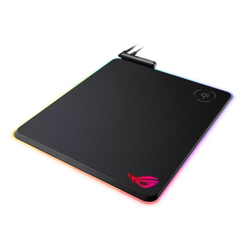 Asus ROG Balteus RGB Gaming Mouse Pad with Qi Wireless Charging, Customisable Lighting, Non-slip, USB Passthrough, 370 x 320 x 7.9 mm - Baztex Mouse Pads & Bungees