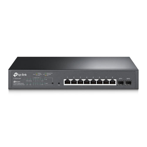 TP-LINK (TL-SG2210MP) JetStream 10-Port Gigabit Smart Switch with 8-Port PoE+, 2 GB SFP Slots, Rackmountable - Baztex Switches