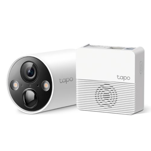 TP-LINK (TAPO C420S1) Smart Wire-Free Security 2K QHD Outdoor 1-Camera System, 180-Day Battery, Colour Night Vision, AI Detection, Alarms, 2-Way Audio, Tapo H200 Hub Included - Baztex Surveillance Cameras